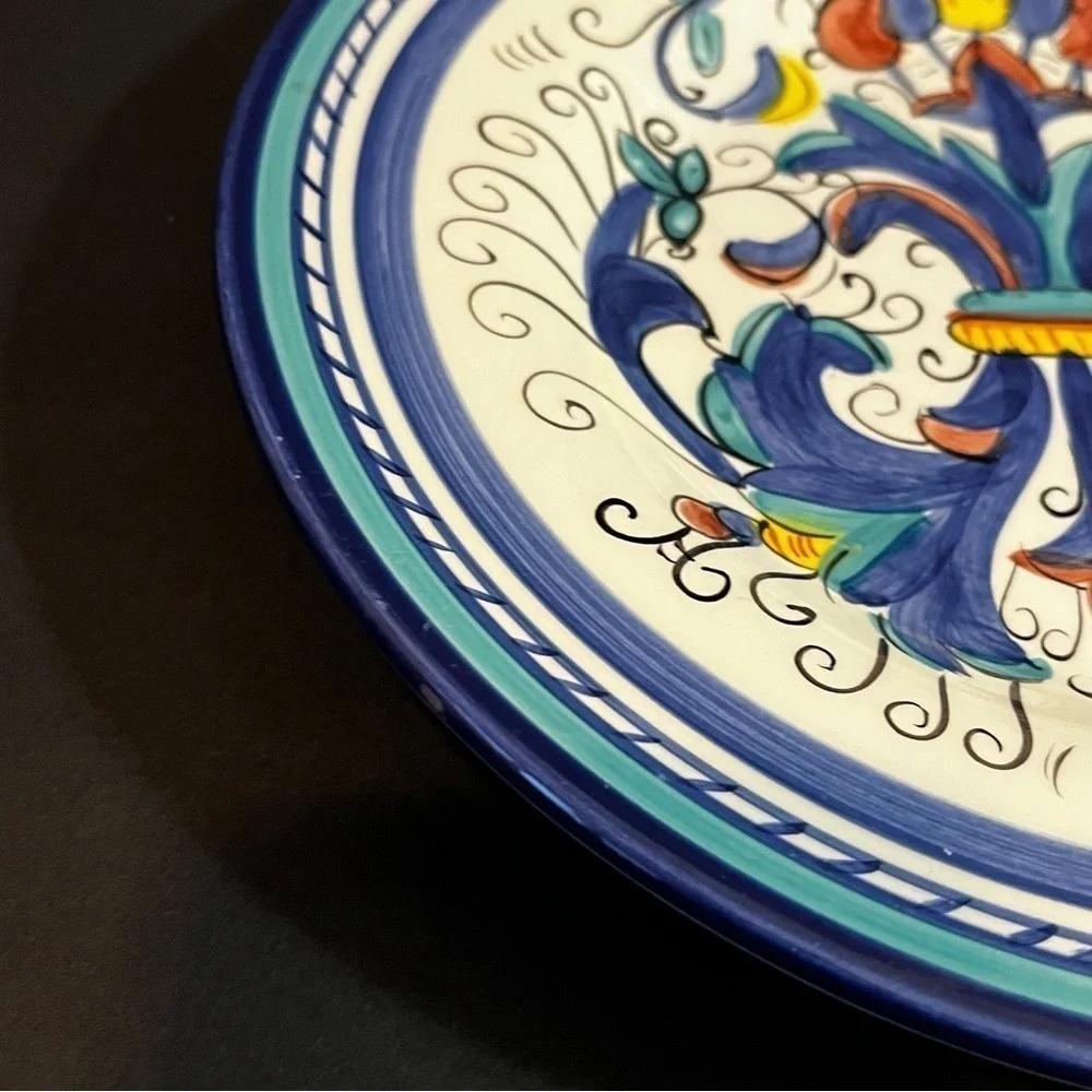 Tabletops Lifestyles Florenza Salad Plate Hand Painted Multicolor Blue Floral